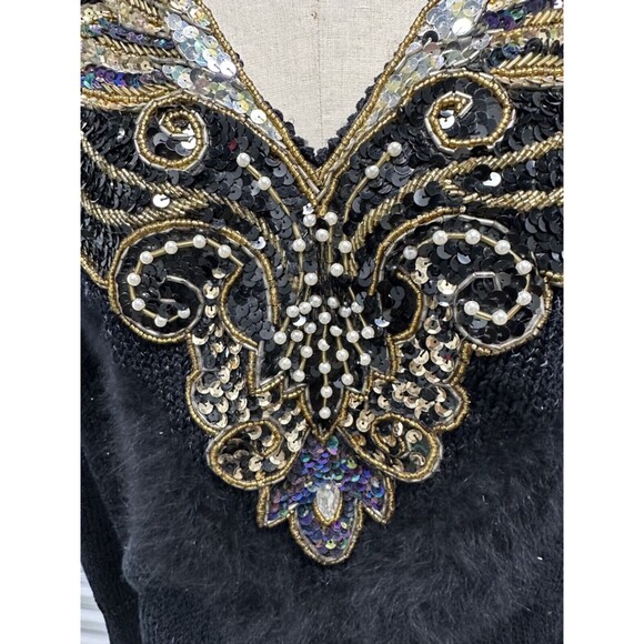 Vintage 1980s Side Effects Embellished Sweater – Angora & Lambswool Blend - Picture 3 of 6